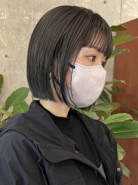 ノード(NODE) 栄黒髪垢抜け丸みシルエットボブヘア　切りっぱなしボブ