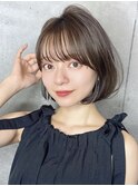 レイヤーカットミディアムレイヤー秋カラーシースルーバング
