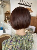 大人可愛いチェリーレッドブラウン丸みコンパクトボブ北区赤羽