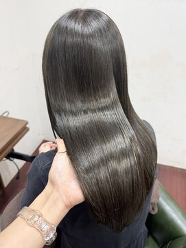 ワンラヴェストヘアオルシェット 長野駅(One Lovest Hair olchette) 深みオリーブグレージュ／上品艶ロング/髪質改善
