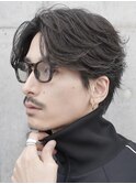 渋谷フェザーパーマメンズカットラウンドマッシュウルフカット