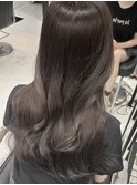M黒髪小顔ヘアオリーブグレー艶髪クラゲヘアーココアベージュ