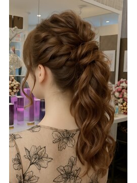 編み込み×ゆるポニーアレンジ♪