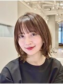 表参道縮毛矯正ミディアムレイヤー髪質改善アッシュベージュ40代
