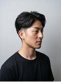 メンズビジネスショート七三パーマナチュラル