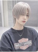 ブリーチシルバーカラーツーブロックマッシュロングウルフカット