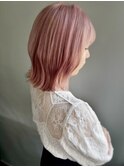 ナチュラルボブ×ピンクベージュ
