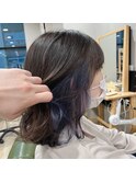 インナーカラー/アクセントカラー/ブルーラベンダー/ボブ