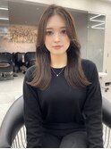 韓国ヘア　ロングヘア　レイヤーカット　前髪カット　くびれ巻き