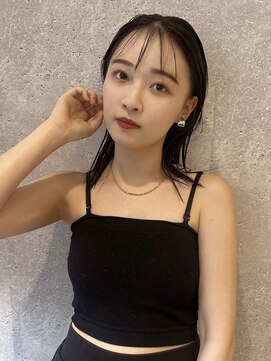 アース 三軒茶屋店(HAIR&MAKE EARTH) 三軒茶屋_レディース_セミロング_ウェット_黒髪_耳掛け_オイル