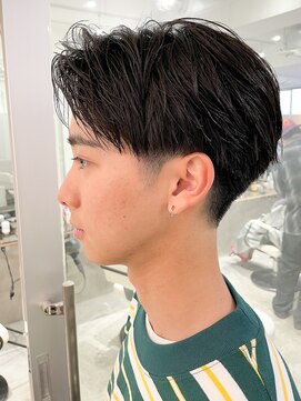 ソーコ 渋谷(SOCO) メンズカットかき上げヘアニュアンスパーマ刈り上げツーブロック