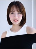 ぱっつん前髪シンプルストレートミニボブフェイスレイヤーデジパ