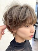 10代20代30代小顔顔まわり似合わせ耳かけショートパーマ