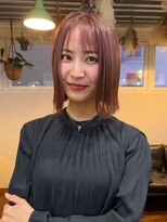 ジル ヘアデザイン ナンバ(JILL Hair Design NAMBA)&nbsp;チェリーブラウン/外はねボブ/切りっぱなしボブ／難波／大人ボブ