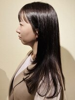 ヘアーグロウ 黒髪ストレートロングレイヤーミディアム韓国レイヤーカット