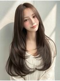 ナチュラルレイヤートレンドカラー韓国風シースルーバング