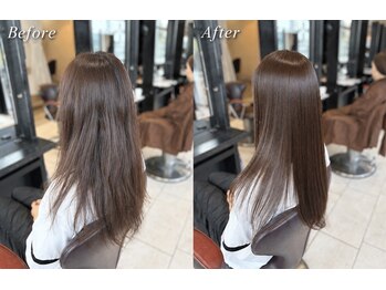 アース 大宮宮原店(HAIR&MAKE EARTH)の写真/髪質改善にこだわった縮毛矯正♪クセ・うねりを整えながら、自然な艶と柔らかな手触りの美髪を実現★