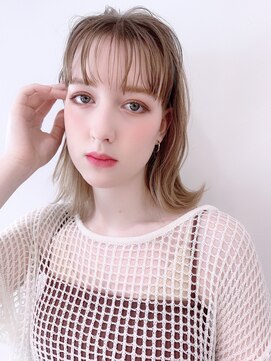 アイティーバイアルバム 松戸店(IT by ALBUM) ラフ外ハネロブ_ミニウルフテラコッタくすみブルー_28647