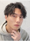 ツイストスパイラルパーマアップバングコンマヘア無造作マッシュ