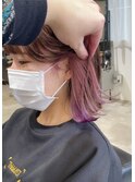 ピンクラベンダーイヤリングカラーインナーカラー前髪インナー