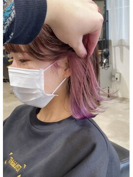 ツキ 横浜店(tuki) ピンクラベンダーイヤリングカラーインナーカラー前髪インナー