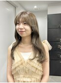 大人美人艶カラーベージュ小顔カット透明感レイヤーロング