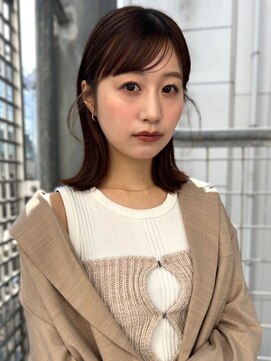 パーク 福岡天神西通り店(parc) 20代30代 ブラウンベージュ 外ハネミディ 髪質改善くびれヘア