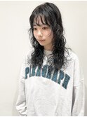 【HOSSY】ウルフパーマ_ロングウルフ_黒髪パーマ