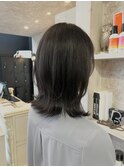 福山美容室caary レイヤー外ハネミディサイドバング透明感50代