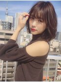 アンブレラカラー/こなれミディ/ウェーブパーマ/前髪/錦糸町