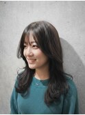 韓国風シースルー前髪×ミディアムレイヤー