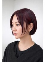 スイ(suiw) 大人のボルドーカラー前下がりボブ【suiw】昭和町/天王寺/阿倍野