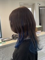 エクファ ヘア シェリル 草津 南草津店(ex-fa hair cherir) ミルクティーブロンド/ダークブルー/デジタルパーマ/南草津