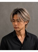 20代韓国風センターパート×バレイヤージュカラー×ハイライト