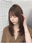 透明感マロンカラー縮毛矯正ミディアムレイヤーカット