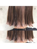 ビビト(bibito) bibito 切りっぱなしハイライトボブ ピンクベージュ