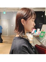 ヘアーエスクールシーユー 枚方T-SITE店(hair S.COEUR×Cu) まえがみは薄く、幅広く、こなれ感なボブ