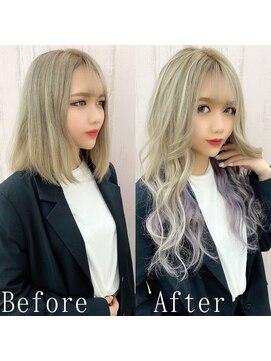 あるじゃんすー 仙台店 ホワイトベージュ×ラベンダー#シールエクステ#エクステ#仙台