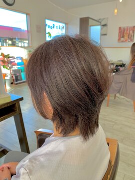 オレンジ(orange) ミディアムレイヤーウルフ