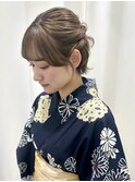 浴衣×ハーフアップ/兵児帯/浴衣ヘア/ボブ/ヘアアレンジ
