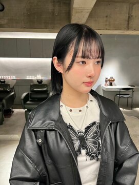 リール(rire) デザインカラーレイヤーカットウェットヘア夏オリーブベージュ