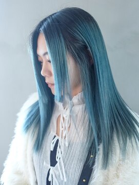 アルバム 銀座(ALBUM GINZA) ネビージュウルフレイヤーロング透明感カラー小顔黒髪_ba489141