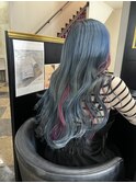 -高知 id-【白髪ぼかし】ブルーベースにピンクハイライト