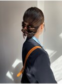 結婚式パーティーゆるふわ編み込みシニヨン