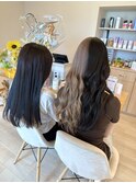 ブルーブラックカラー　ミルクティーベージュツートンカラー