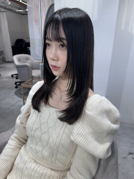 インスヘアー 梅田(INCE HAIR) 20代30代くびれ×軽やか◎大人可愛い黒髪韓国風レイヤーカット