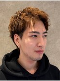 アッシュブラウンのルーズショートパーマ◎