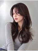 韓国風センターパートロング×艶髪ナチュラルウェーブ