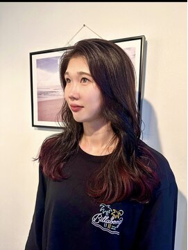 マリン(Marine) 20代30代チェリーレッド裾エンドカラーロング