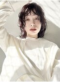 黒髪小顔クラゲヘアーオリーブグレーココアベージュ